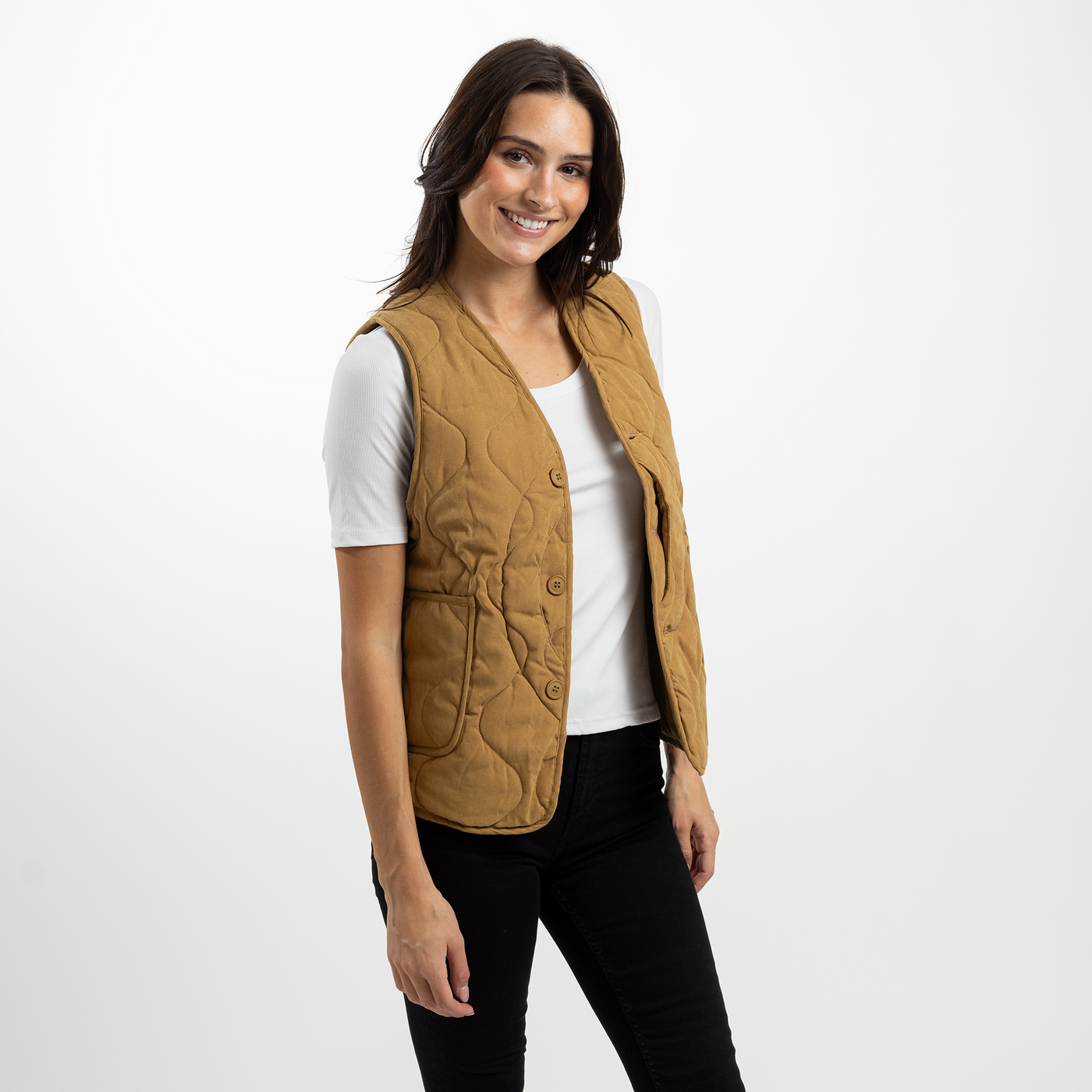 Dark Khaki Unisex Quilted Vest
