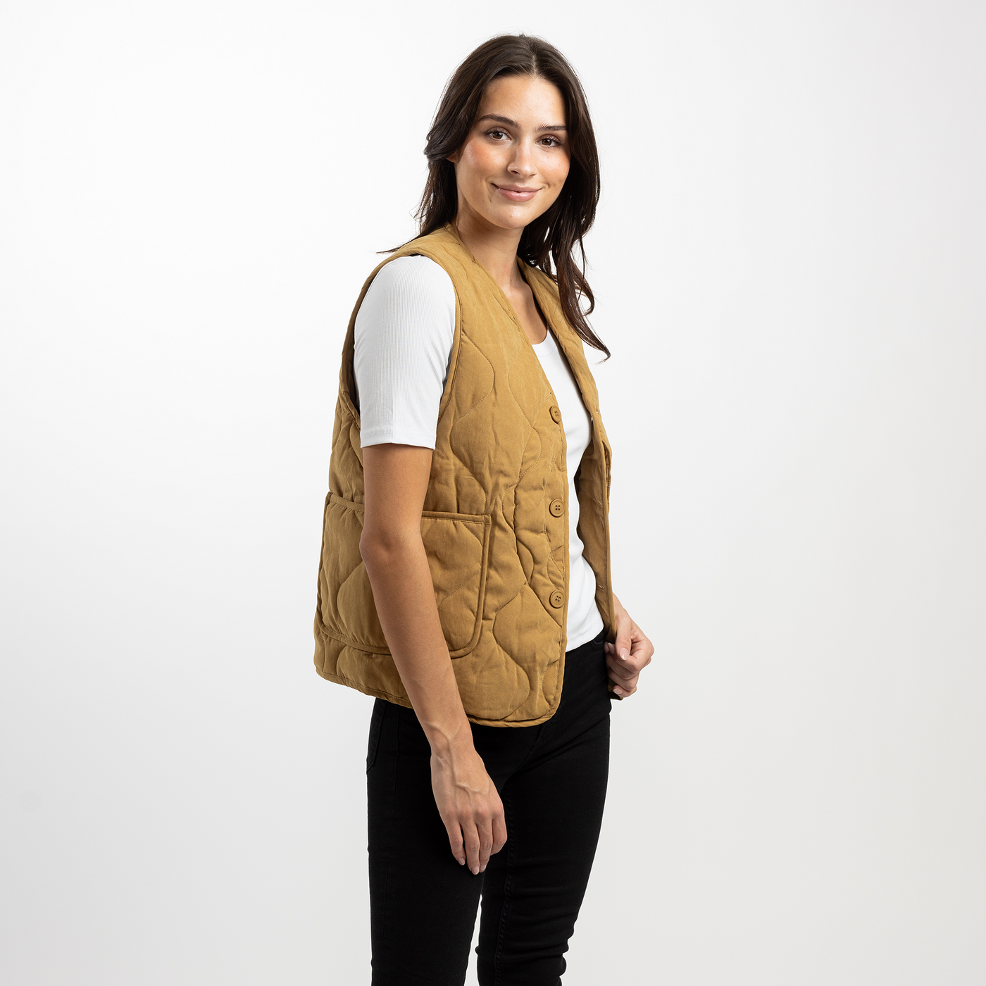 Dark Khaki Unisex Quilted Vest