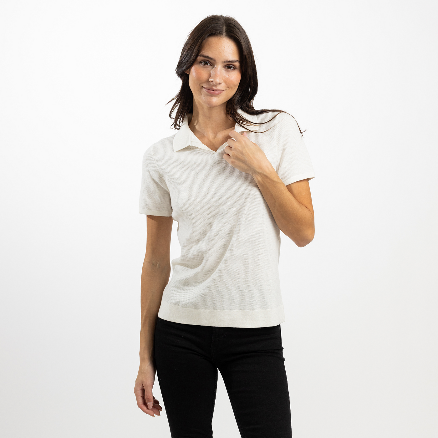 Women's Johnny Collar Sweater Knit Polo