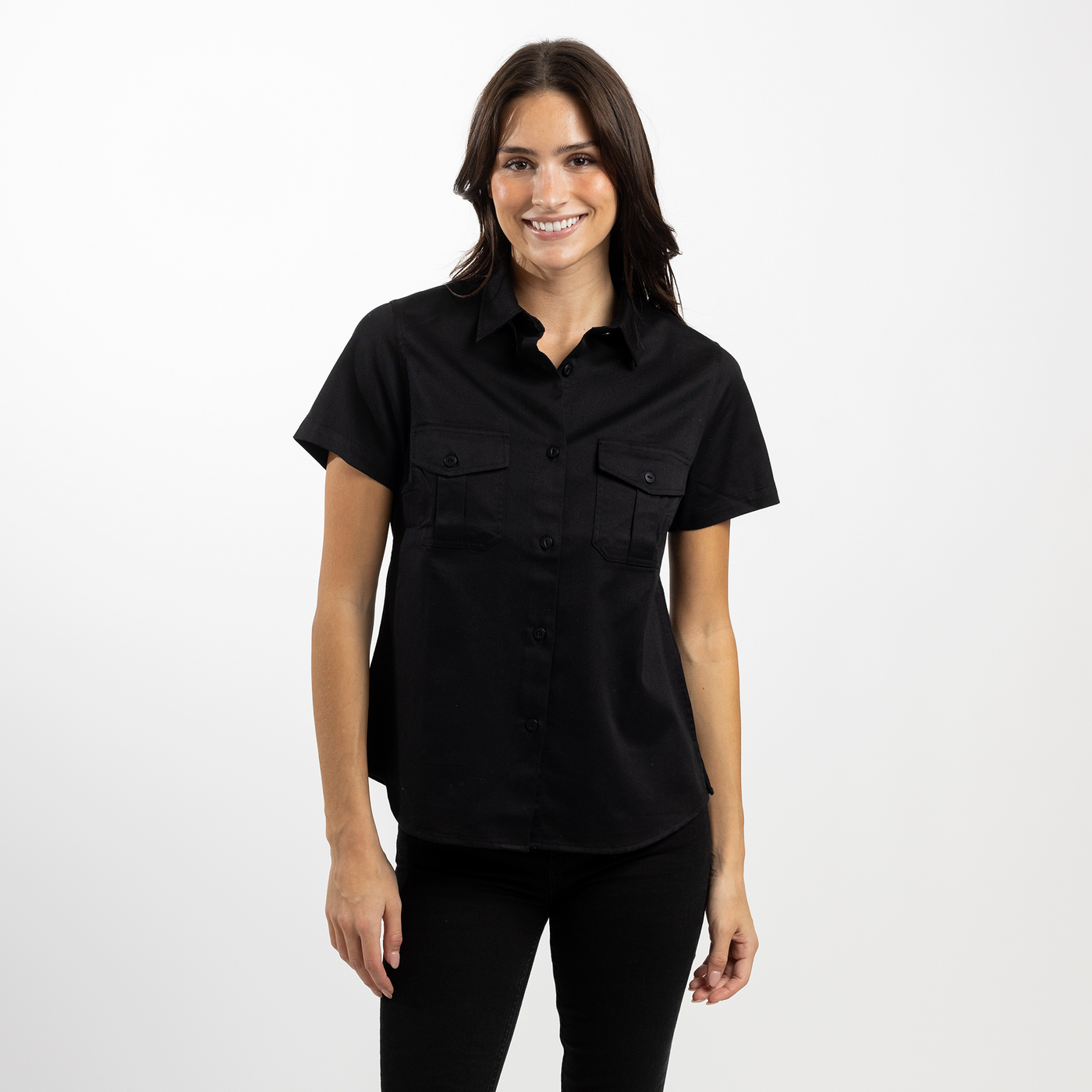 Women's Short Sleeve Black Utility Shirt