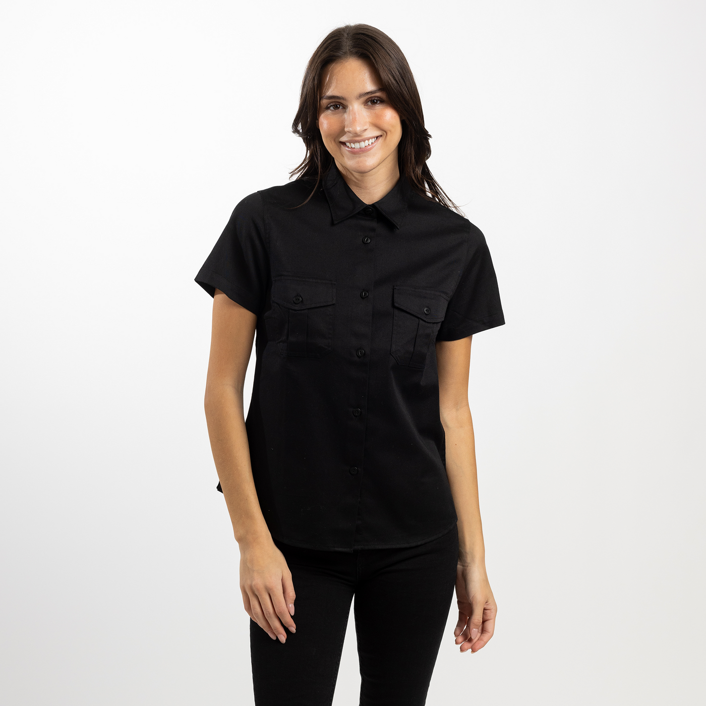 Women's Short Sleeve Black Utility Shirt