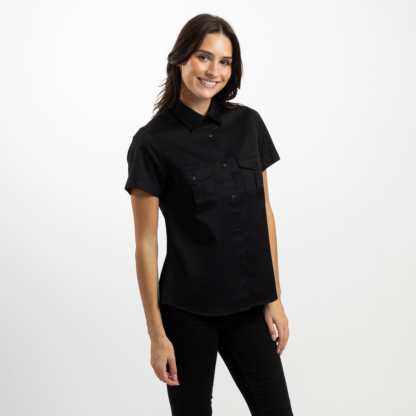 Women's Short Sleeve Black Utility Shirt