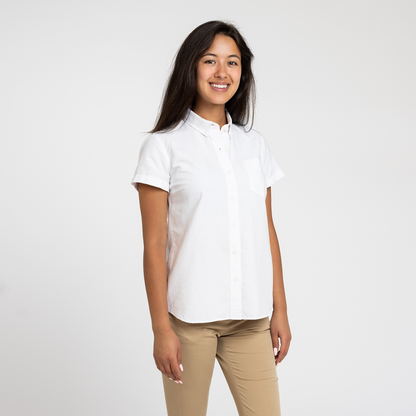 Women's Short Sleeve White Service Oxford