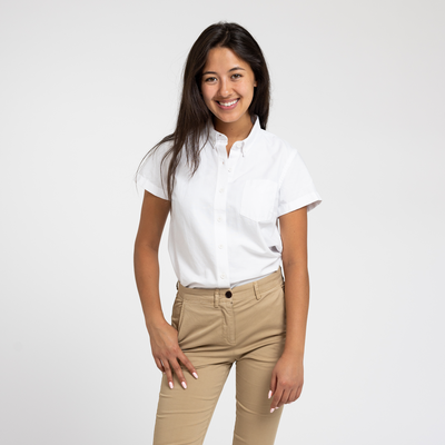 Women's Short Sleeve White Service Oxford