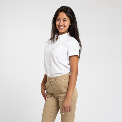 Women's Short Sleeve White Service Oxford