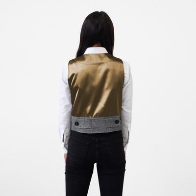 Women's Gold Back Tweed Double Breasted Vest