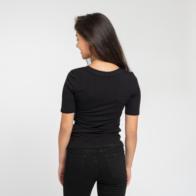 Women's Black Scoop-Neck Tee