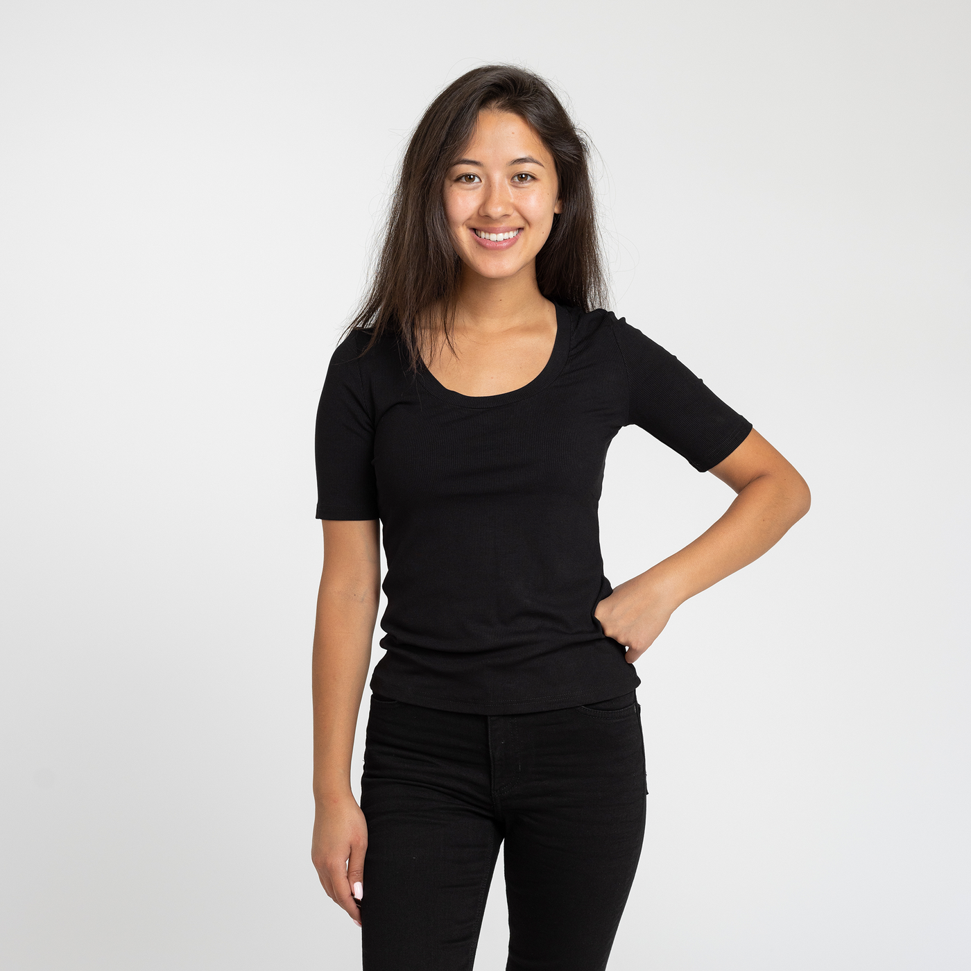Women's Black Scoop-Neck Tee