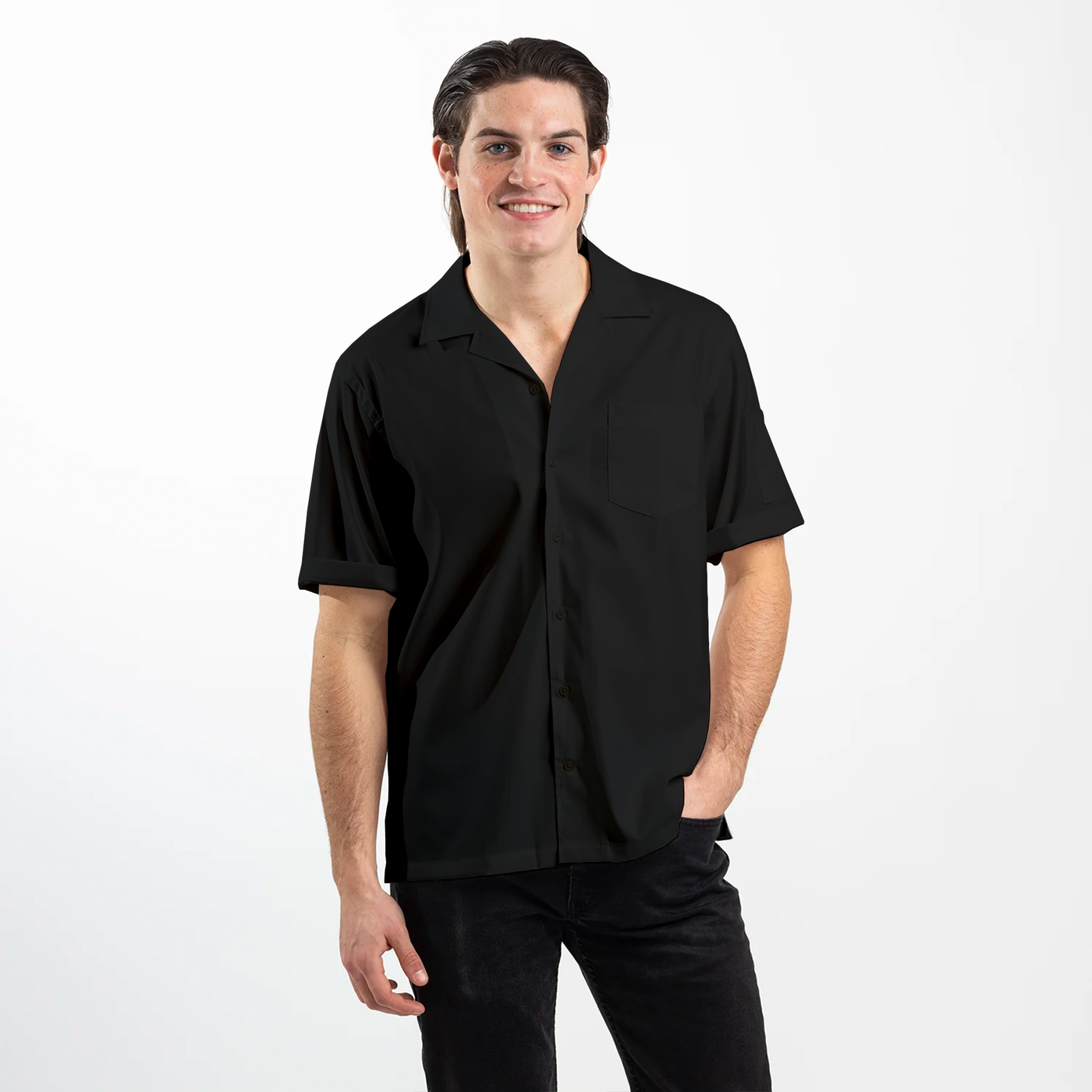 Men's Black Short Sleeve Coolmax Chef Shirt