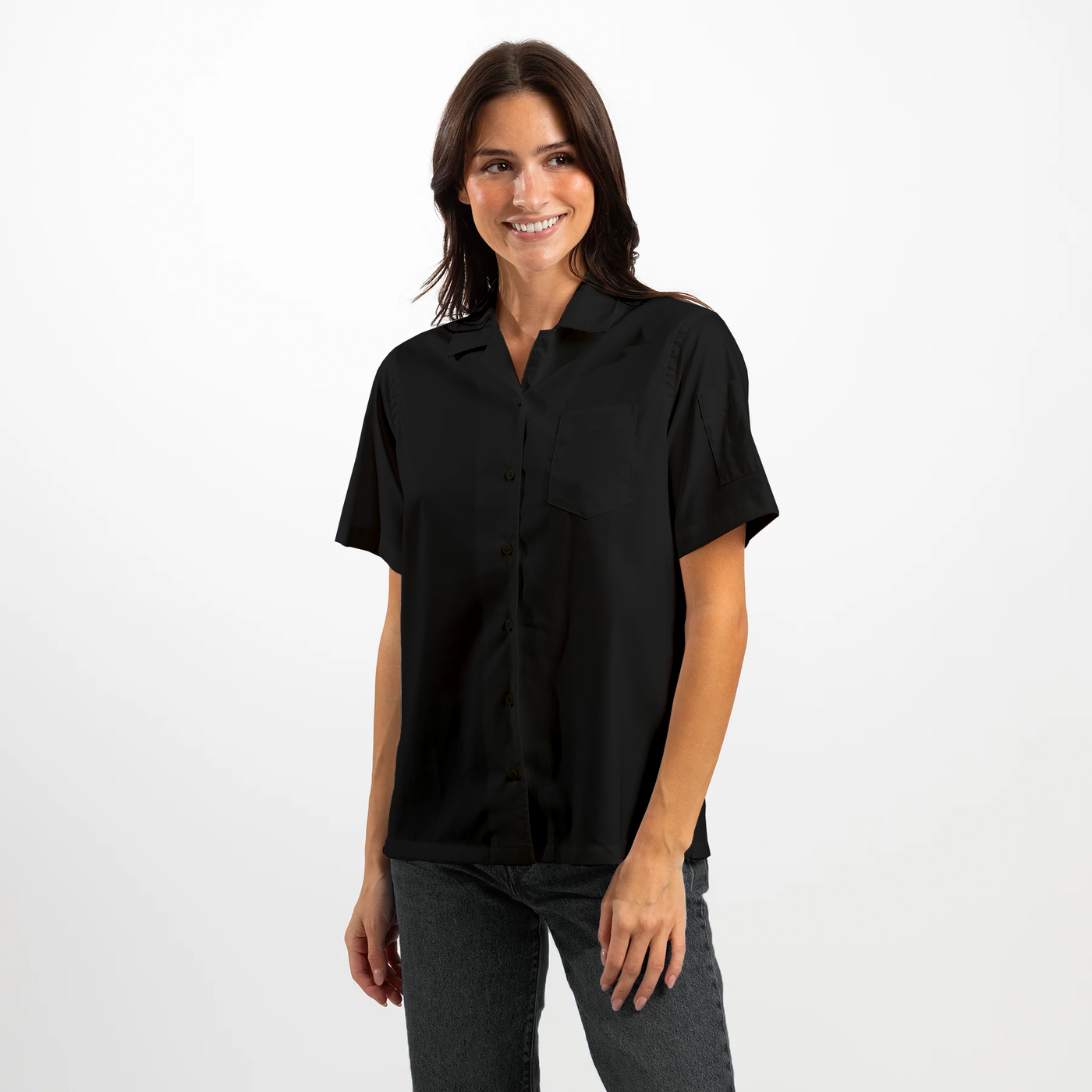 Women's Black Short Sleeve Coolmax Chef Shirt
