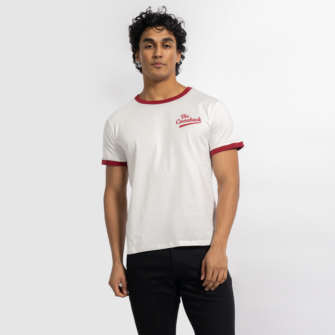White and Cardinal Ringer Tee