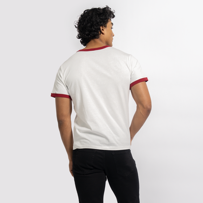 White and Cardinal Ringer Tee