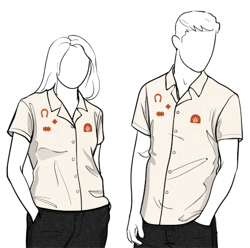 Mens Custom Embroidered Ivory Camp Shirt
