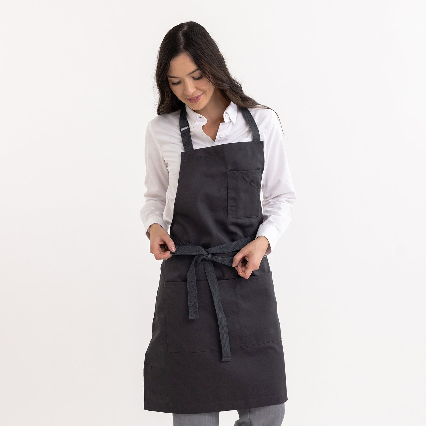 Charcoal Bib Apron w/ Charcoal Straps