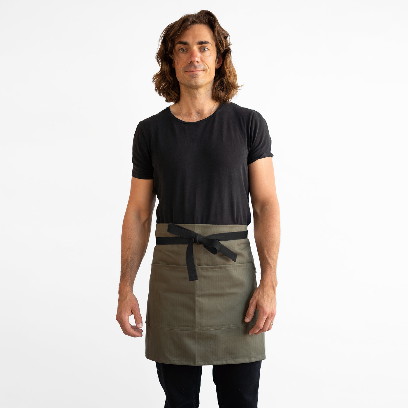 Army Green Herringbone Waist Apron