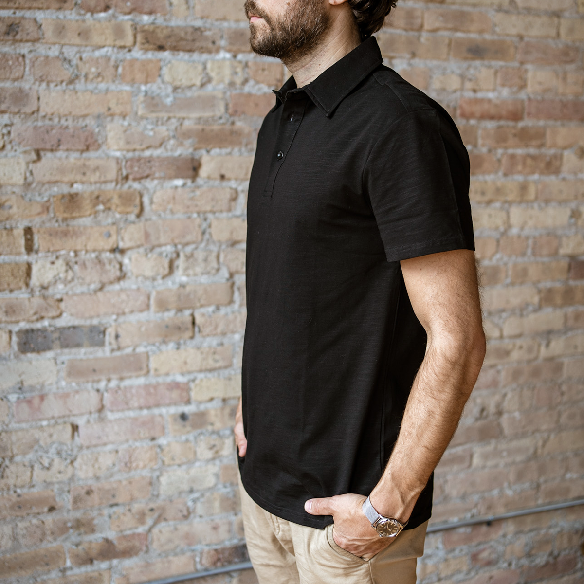 Men's Black Technical Polo