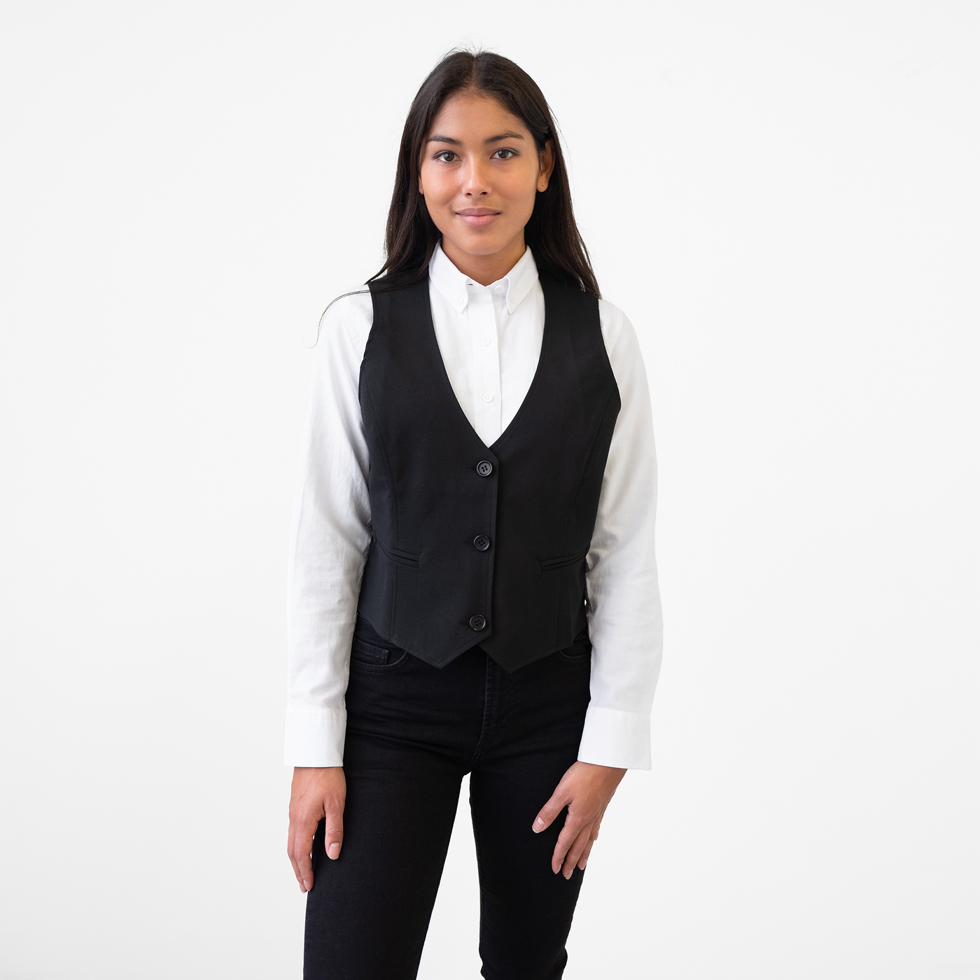 Women's Single Breasted Black Vest