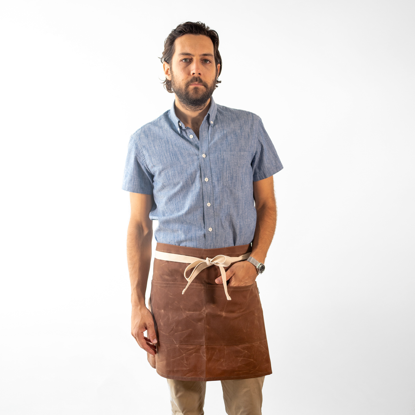 Brown Waxed Canvas Waist Apron