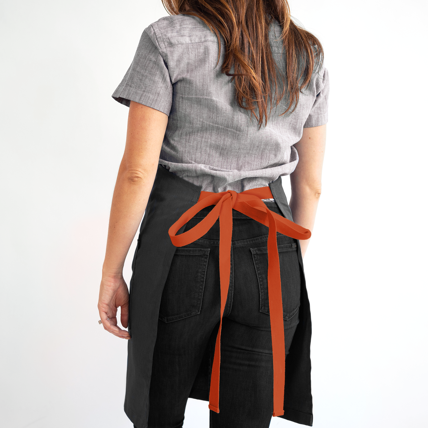 Charcoal Twill Bib Apron w/ Brick Straps