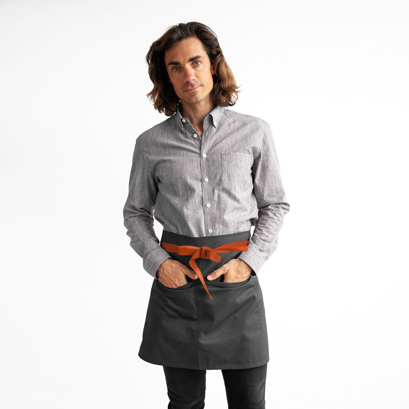 Charcoal Twill Waist Apron w/ Brick Straps