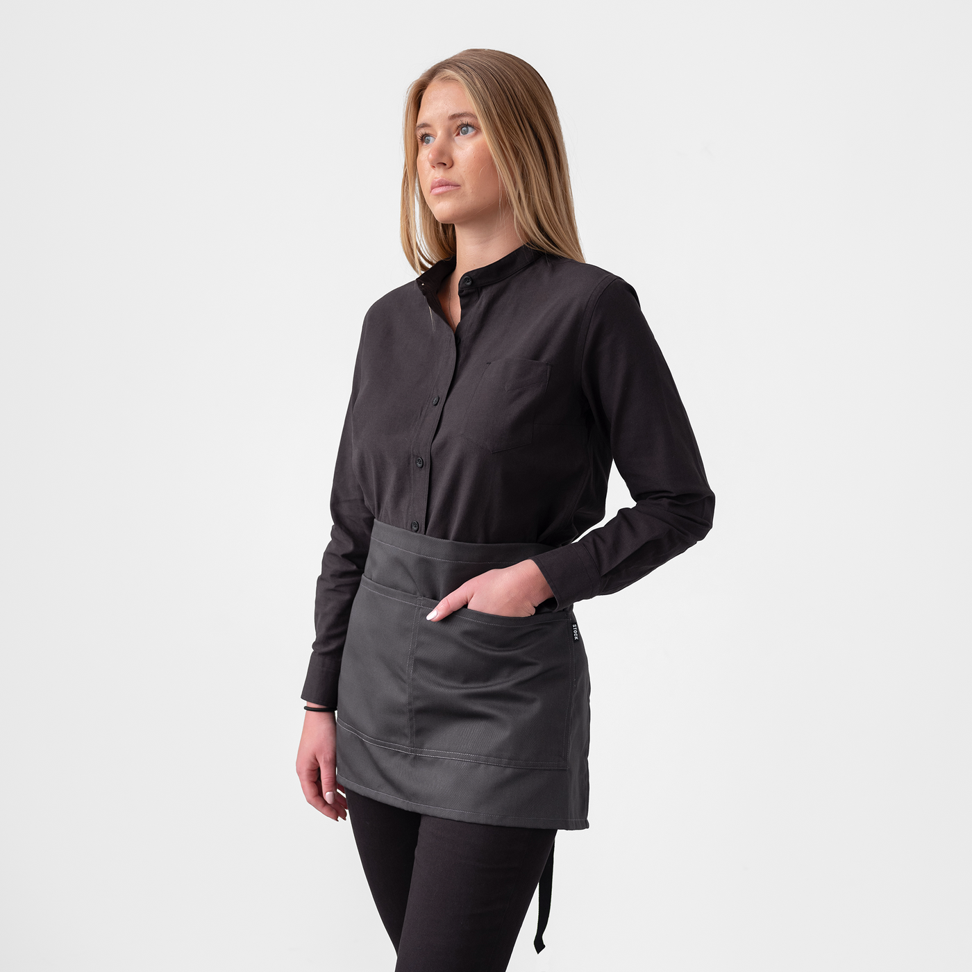 Charcoal Twill Shorty Waist Apron