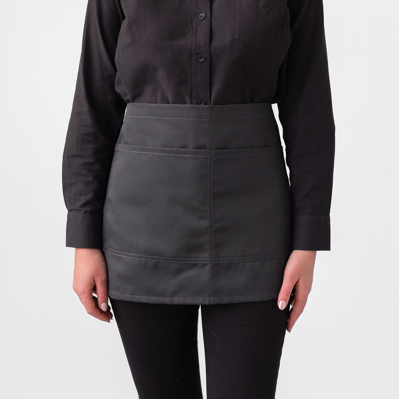 Charcoal Twill Shorty Waist Apron