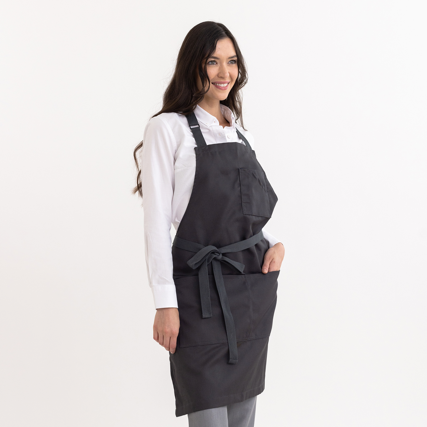 Charcoal Bib Apron w/ Charcoal Straps