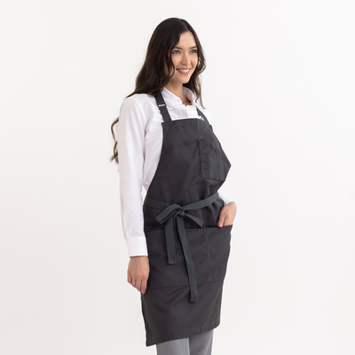 Charcoal Bib Apron w/ Charcoal Straps
