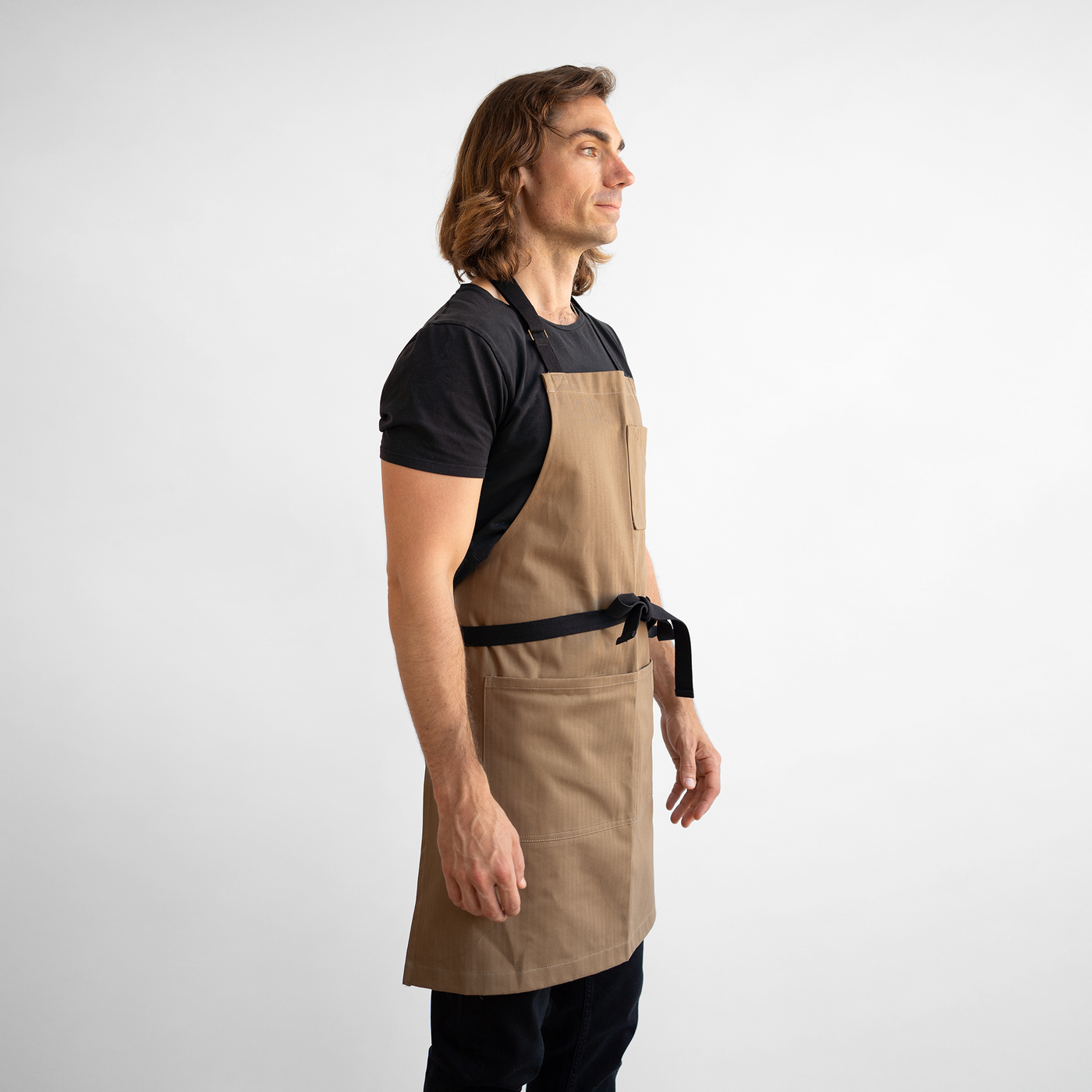 Coyote Herringbone Bib Apron