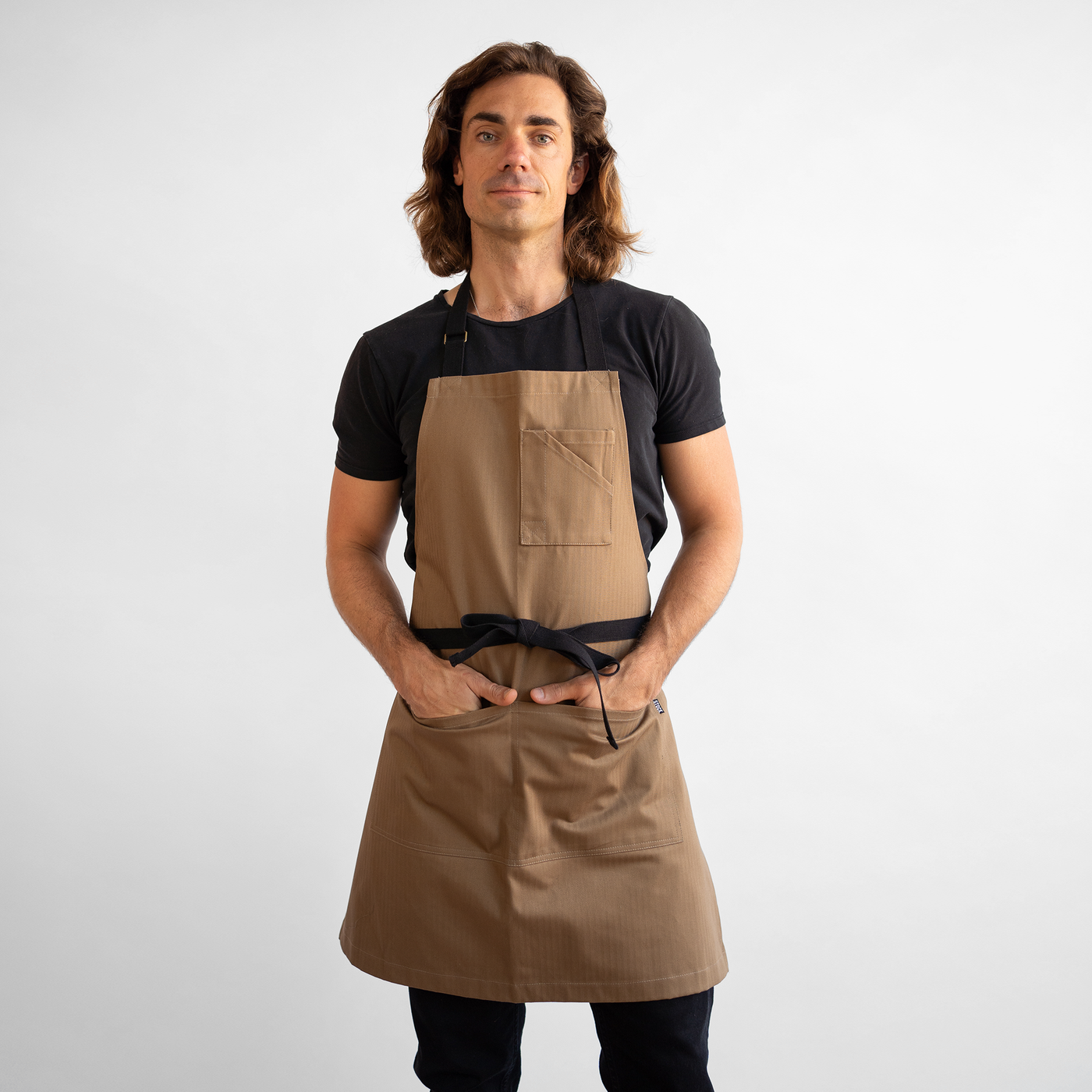 Coyote Herringbone Bib Apron