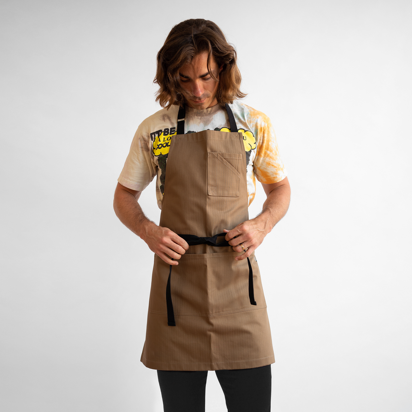 Coyote Herringbone Bib Apron