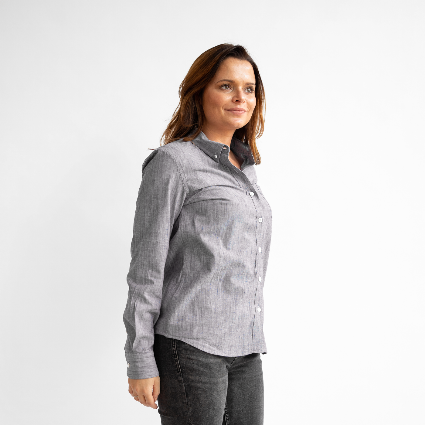 Women's Gray Stretch Service Chambray