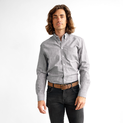 Men's Gray Stretch Service Chambray