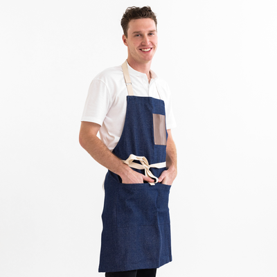 Leather Pocket Indigo Denim Stock Apron