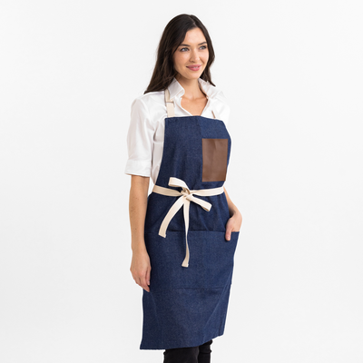 Leather Pocket Indigo Denim Stock Apron