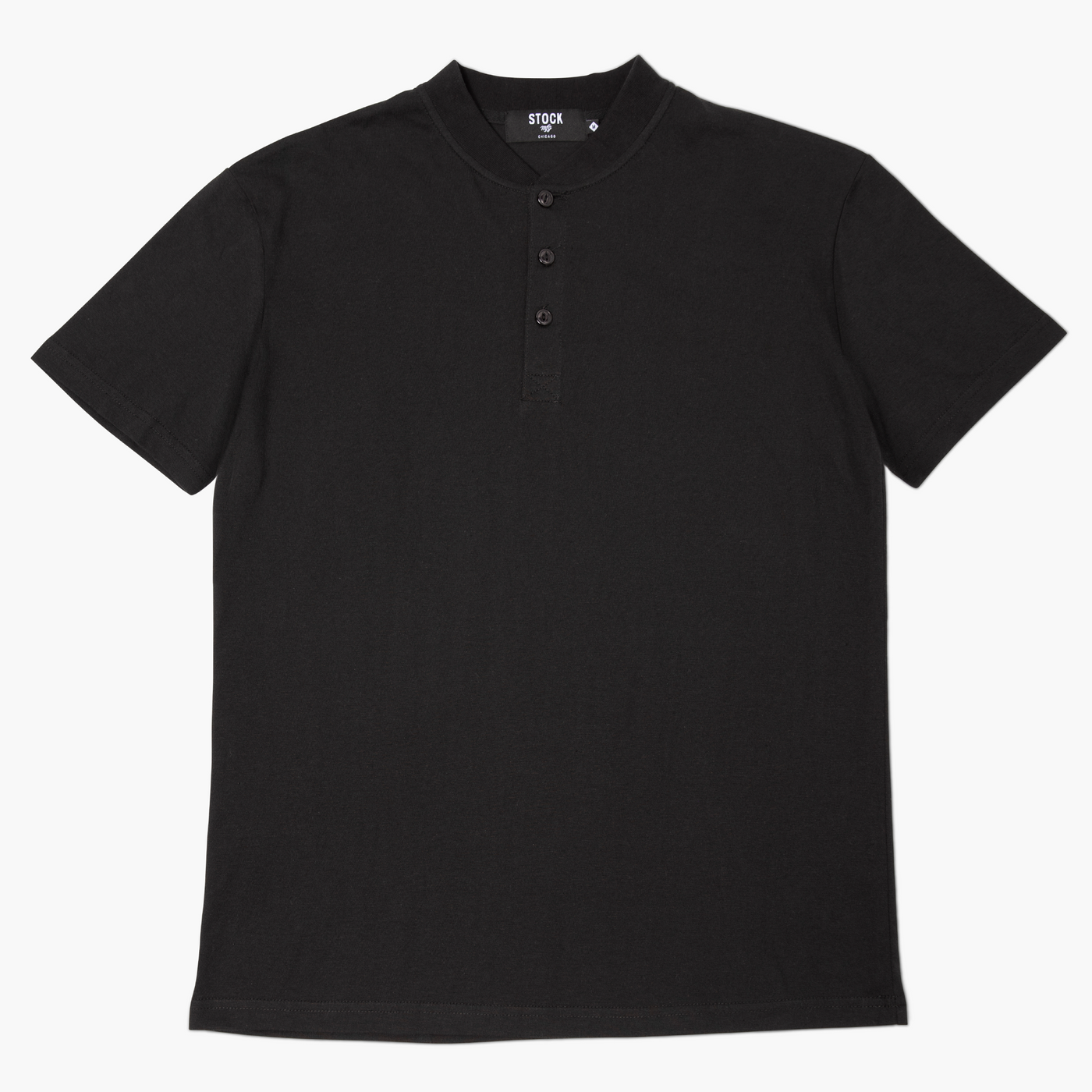 Men's Black Short Sleeve Henley