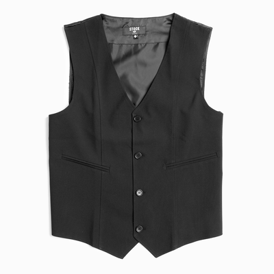 Men's Single Breasted Black Vest