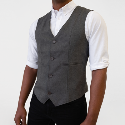 Men's Single Breasted Gray Melange Vest