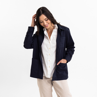 Women's Navy Stretch Chore Coat