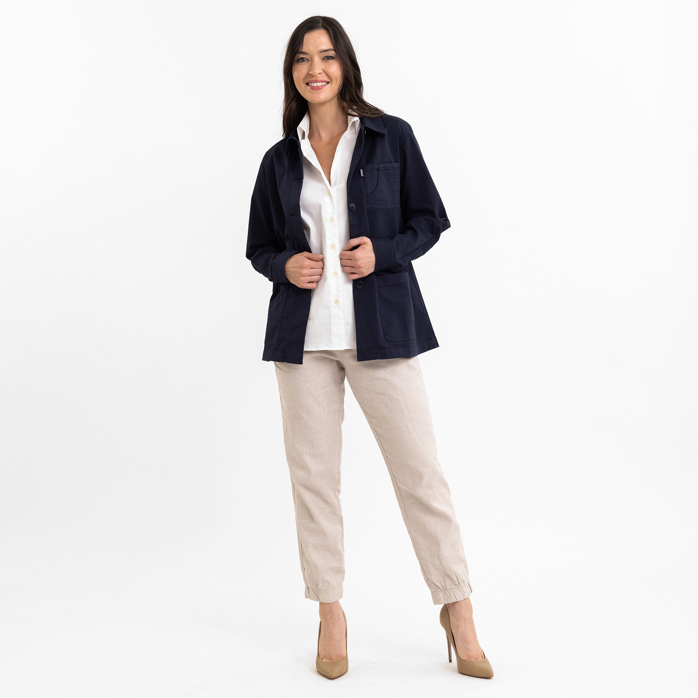 Women's Navy Stretch Chore Coat