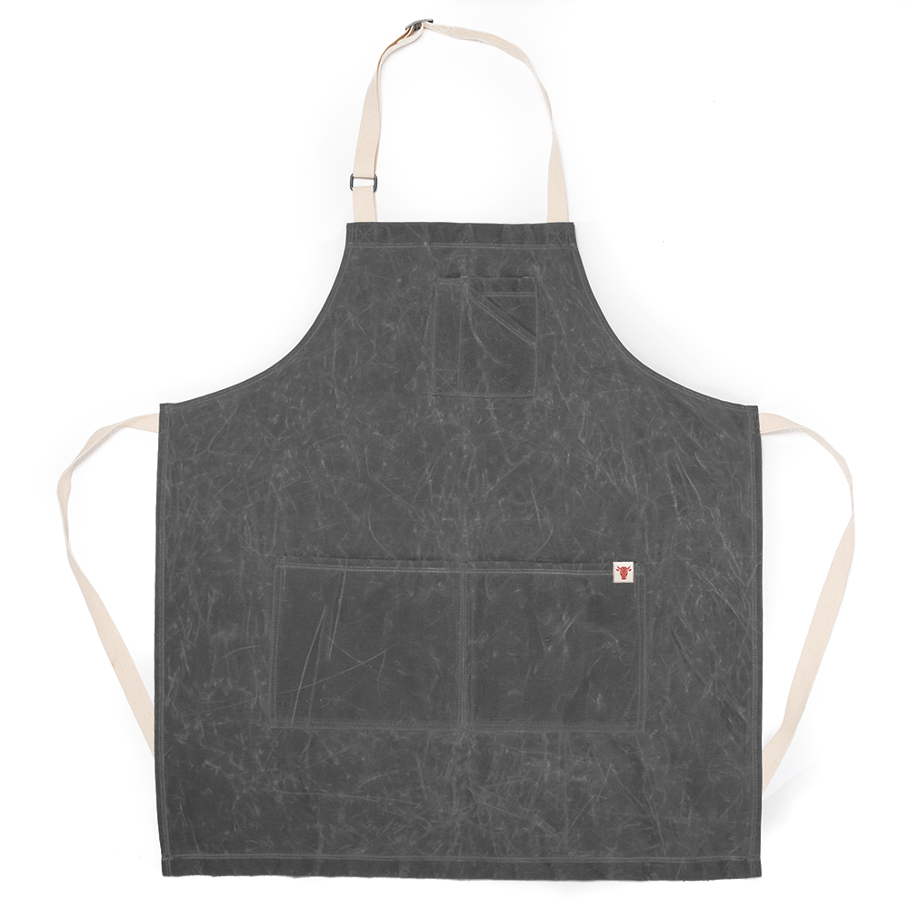 Gray Waxed Canvas Bib Apron