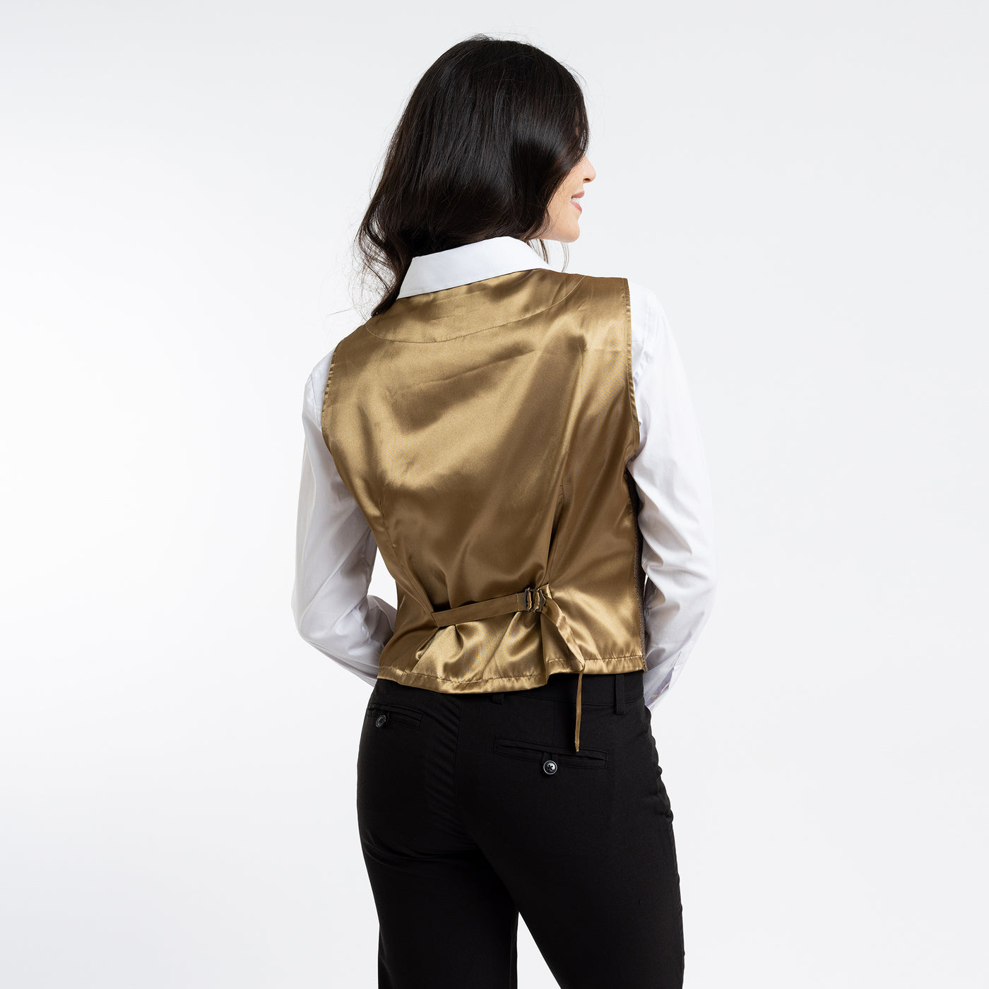 Women's Single Breasted Brown Herringbone Vest
