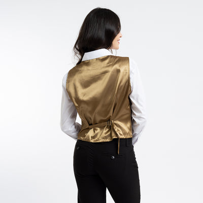 Women's Single Breasted Brown Herringbone Vest