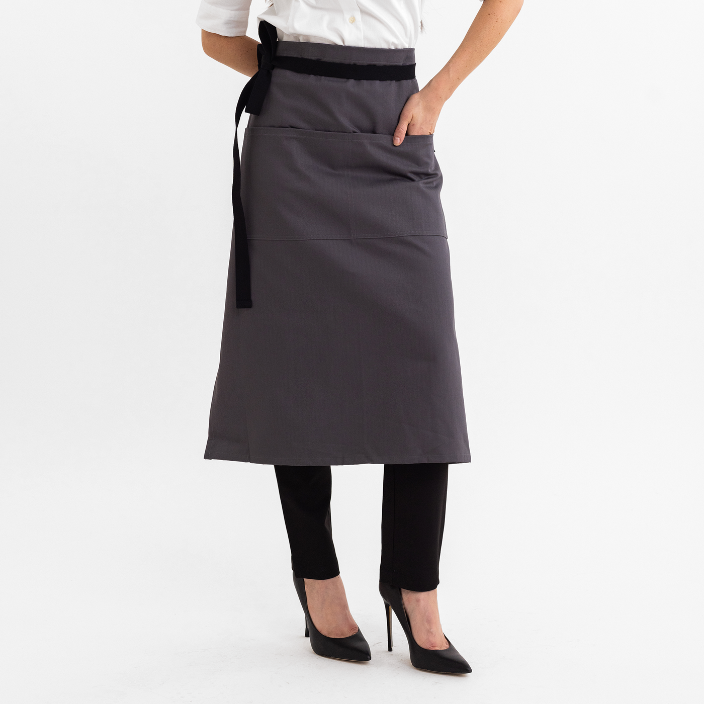 Charcoal Herringbone Bistro Apron