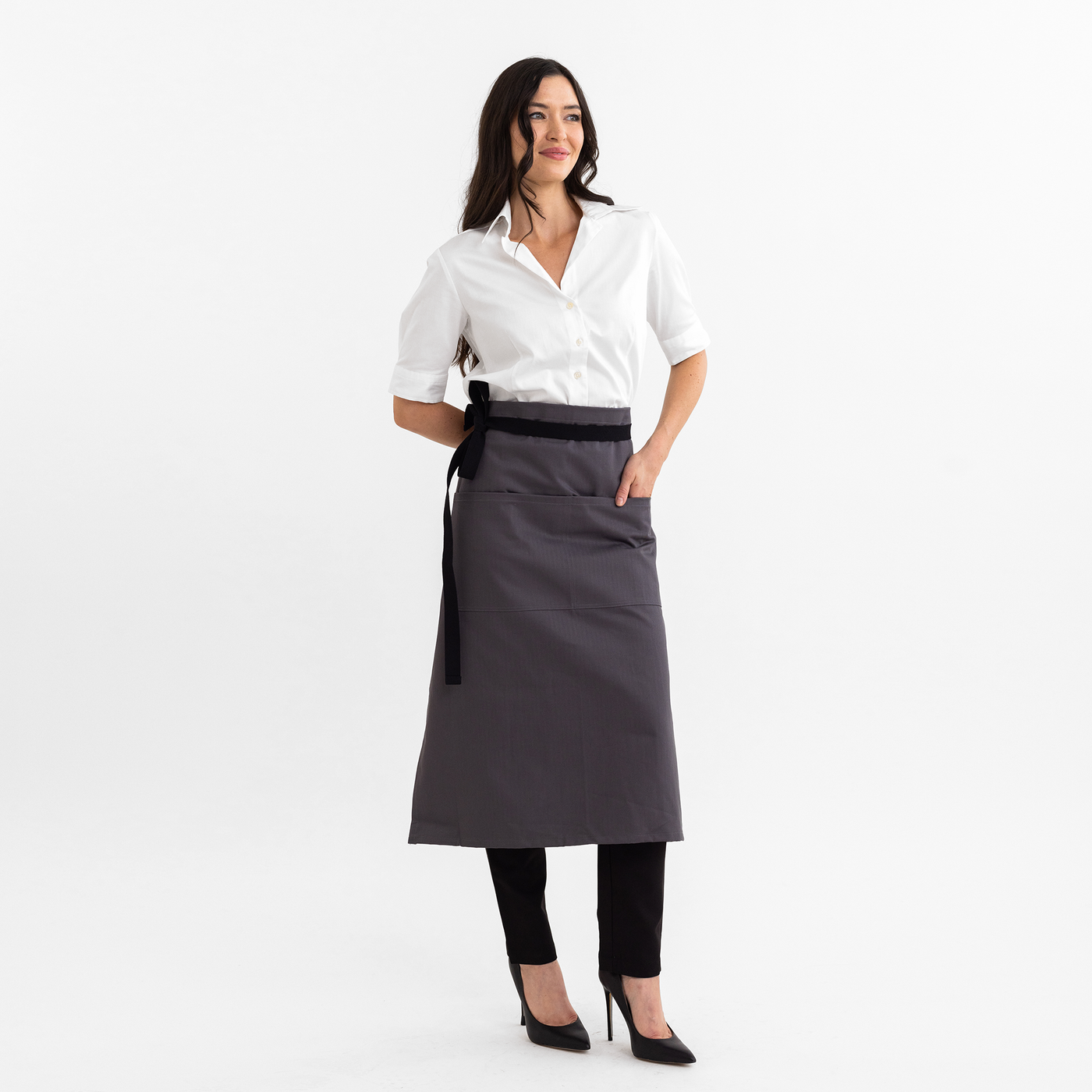 Charcoal Herringbone Bistro Apron