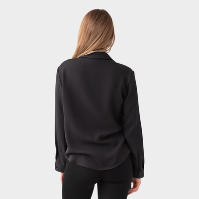 Women's Black V-Neck Blouse