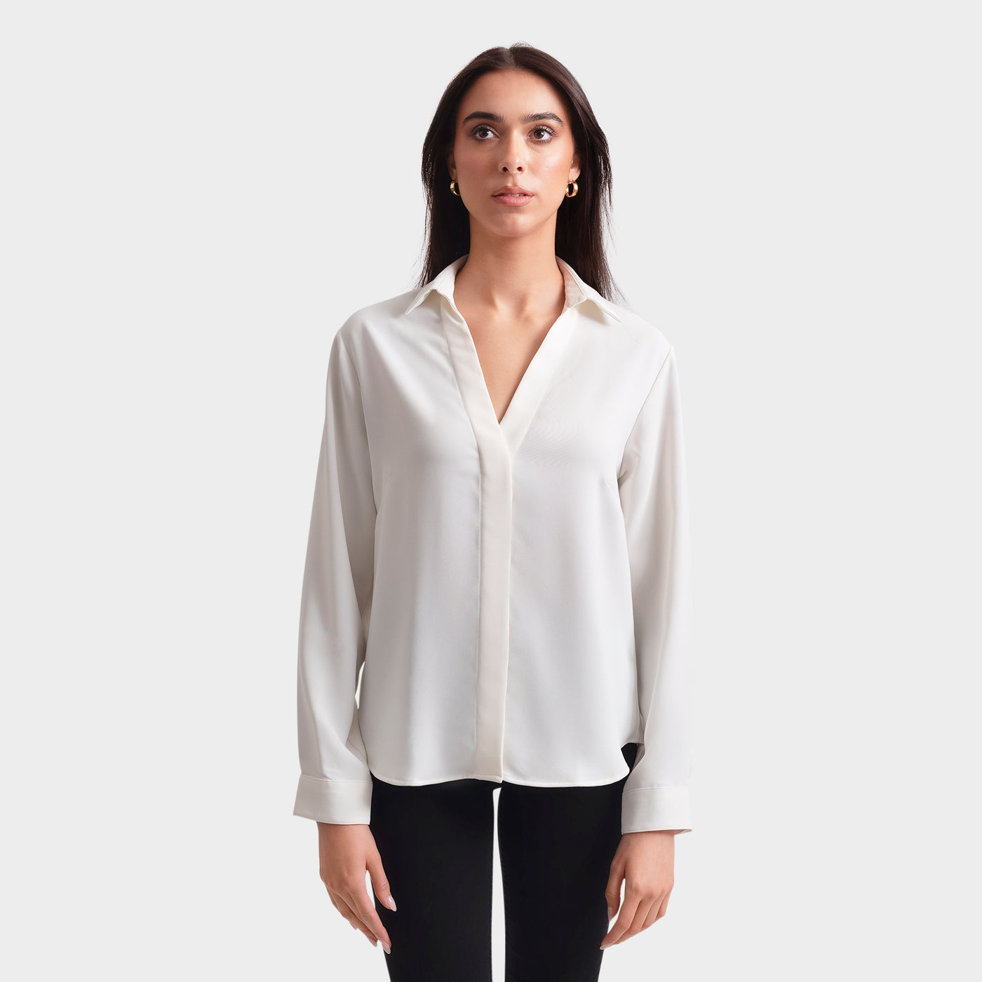 Women's Ivory V-Neck Blouse