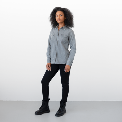 Women's Washed Gray Denim Frontier Shirt