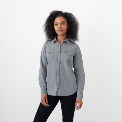 Women's Washed Gray Denim Frontier Shirt