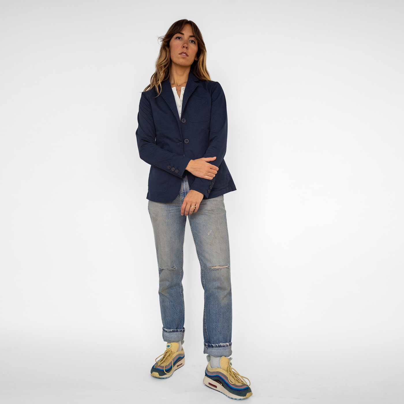 Women's Unstructured Navy Blazer